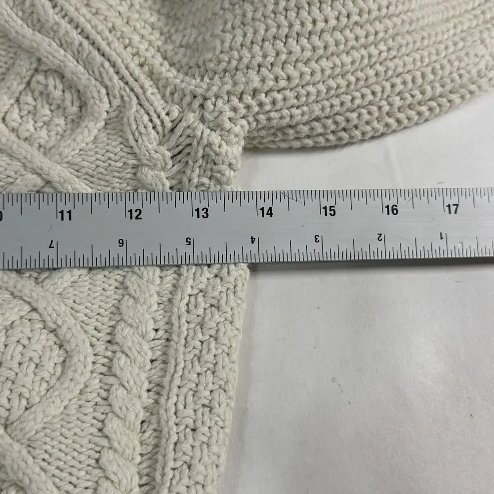 Gap XS Kids Cable Knit Crew Neck Sweater Cream Tan Long Sleeve Cotton Cabincore